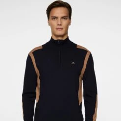 J.Lindeberg J Lindeberg Kendrick Knitted Quarter Zip Mens Sweater Tigers Eye -Teepeg Store image451117454