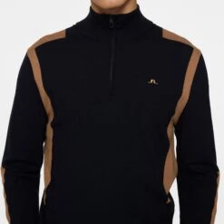 J.Lindeberg J Lindeberg Kendrick Knitted Quarter Zip Mens Sweater Tigers Eye -Teepeg Store image451117458