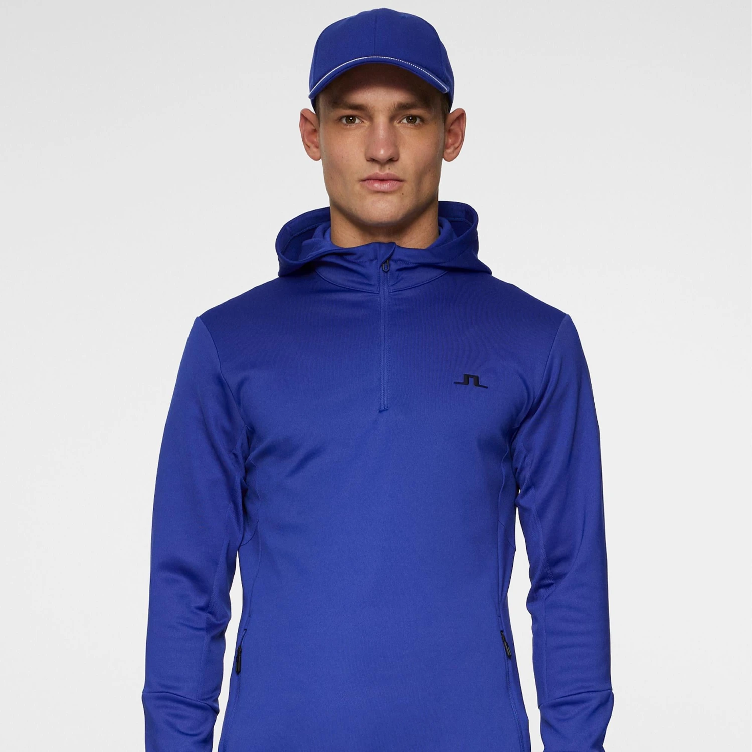 J.Lindeberg J Lindeberg Aerial Quarter Zip Mens Hoodie Clematis Blue 6 J.Lindeberg J Lindeberg Aerial Quarter Zip Mens Hoodie Clematis Blue - Image 4