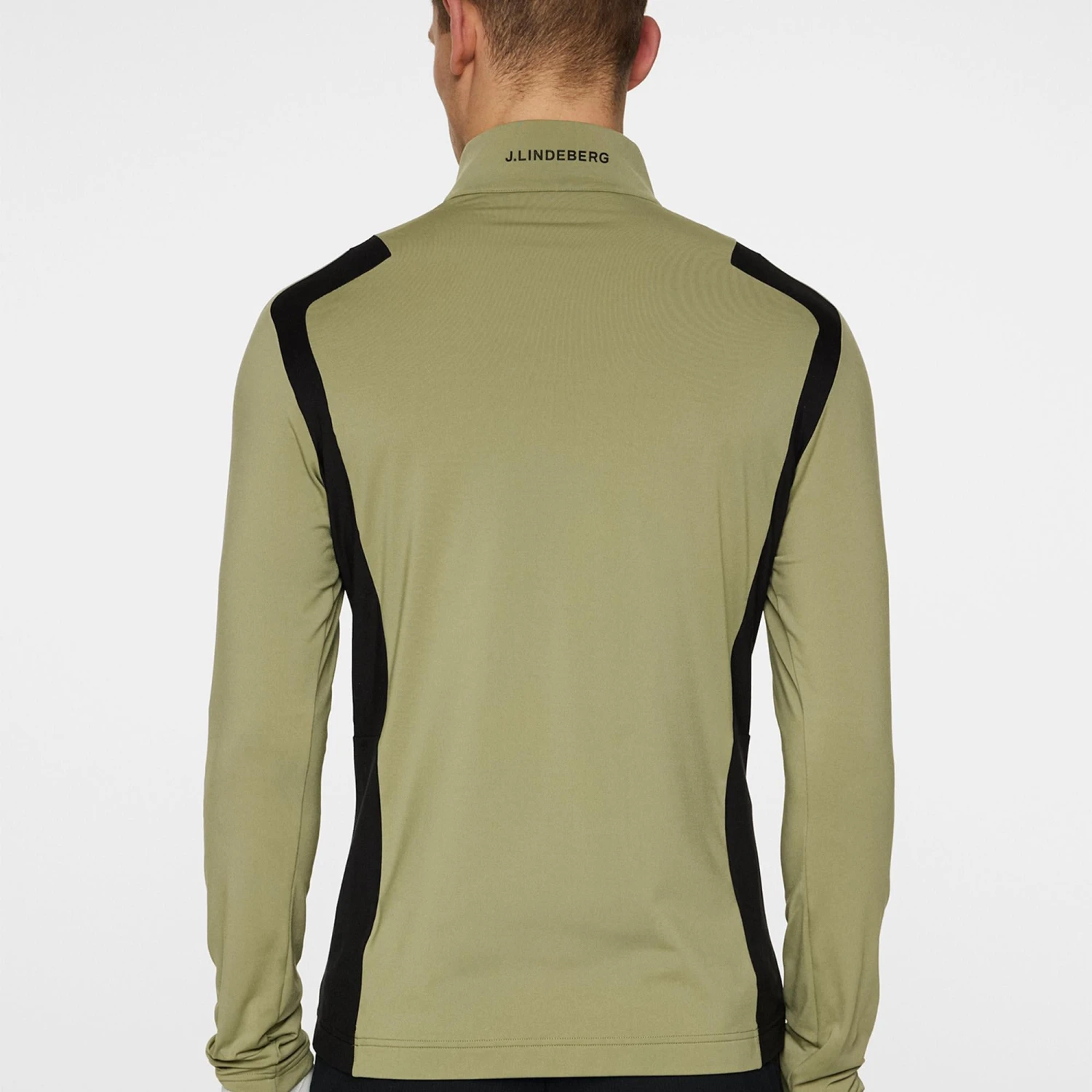 J.Lindeberg J Lindeberg Lukas Quarter Zip Mens Golf Mid Layer Oil Green 7 J.Lindeberg J Lindeberg Lukas Quarter Zip Mens Golf Mid Layer Oil Green - Image 5