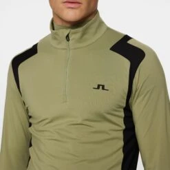J.Lindeberg J Lindeberg Lukas Quarter Zip Mens Golf Mid Layer Oil Green 14 J.Lindeberg J Lindeberg Lukas Quarter Zip Mens Golf Mid Layer Oil Green -Teepeg Store image452283611