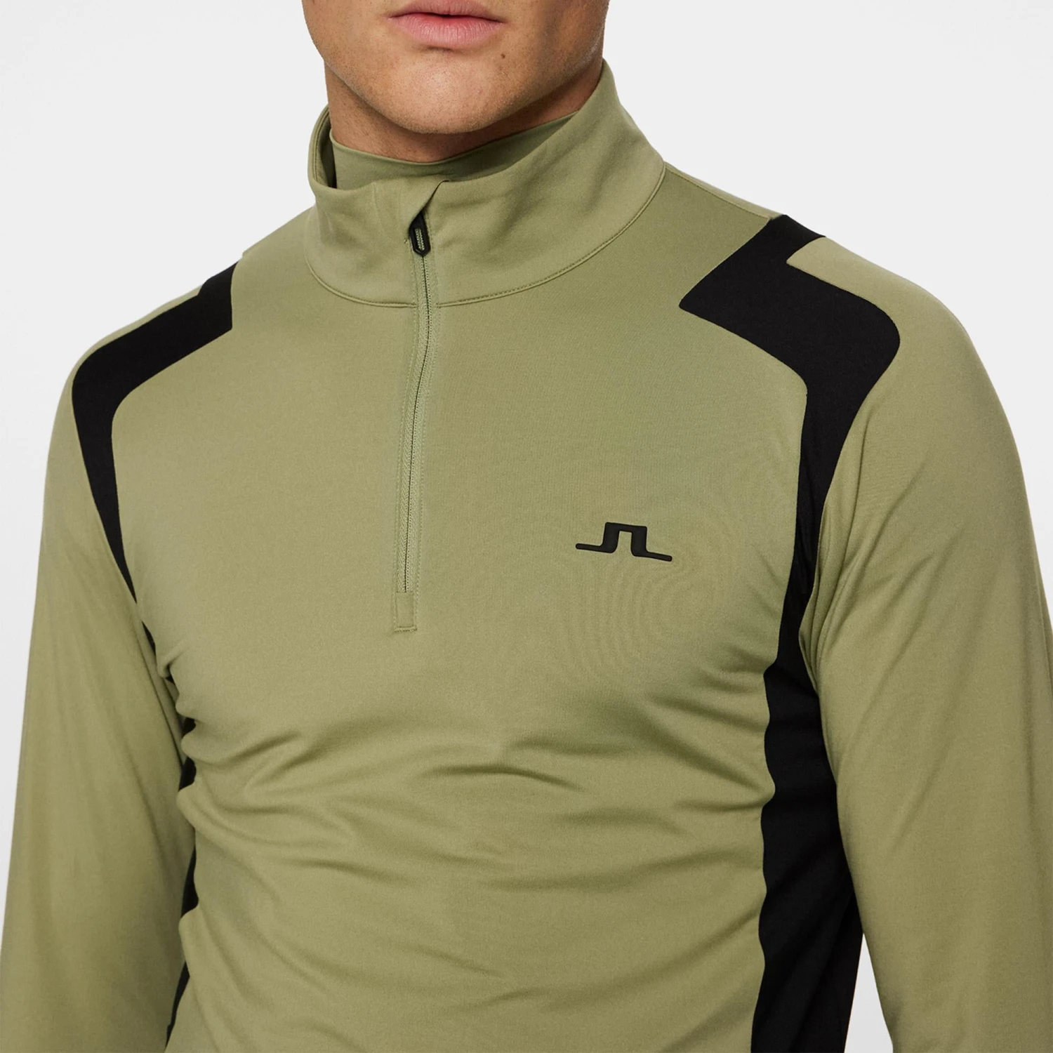 J.Lindeberg J Lindeberg Lukas Quarter Zip Mens Golf Mid Layer Oil Green 8 J.Lindeberg J Lindeberg Lukas Quarter Zip Mens Golf Mid Layer Oil Green - Image 6
