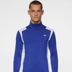 J.Lindeberg J Lindeberg Lukas Quarter Zip Mens Golf Mid Layer Clematis Blue 12 J.Lindeberg J Lindeberg Lukas Quarter Zip Mens Golf Mid Layer Clematis Blue -Teepeg Store image452283813