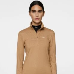 J.Lindeberg J Lindeberg Lauryn Quarter Zip Ladies Golf Mid Layer Tigers Eye -Teepeg Store image452298020
