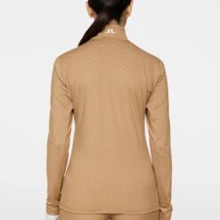 J.Lindeberg J Lindeberg Lauryn Quarter Zip Ladies Golf Mid Layer Tigers Eye -Teepeg Store image452298022