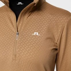 J.Lindeberg J Lindeberg Lauryn Quarter Zip Ladies Golf Mid Layer Tigers Eye -Teepeg Store image452298026