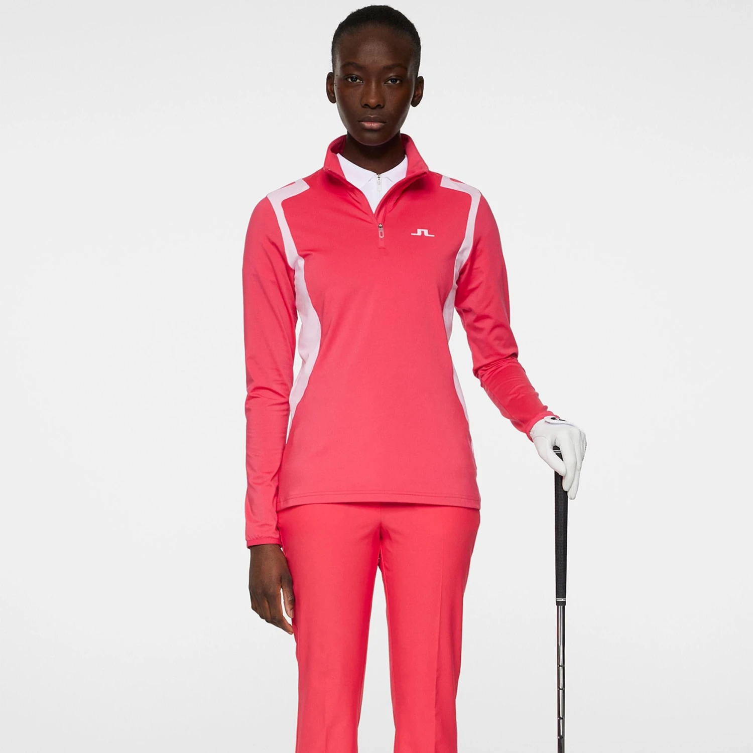 J.Lindeberg J Lindeberg Mae Quarter Zip Ladies Golf Mid Layer Azalea 5 J.Lindeberg J Lindeberg Mae Quarter Zip Ladies Golf Mid Layer Azalea - Image 3