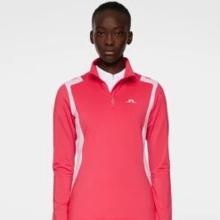 J.Lindeberg J Lindeberg Mae Quarter Zip Ladies Golf Mid Layer Azalea 12 J.Lindeberg J Lindeberg Mae Quarter Zip Ladies Golf Mid Layer Azalea -Teepeg Store image452298114